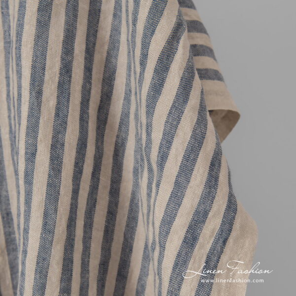 linen striped blue fabric, heavy quality.