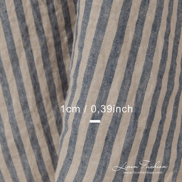linen striped blue fabric, 1cm.