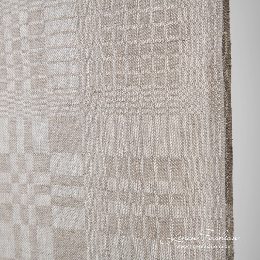 Tissu de lin à carreaux beige 3 Natural linen color fabric