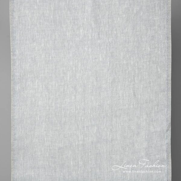Narrow linen fabric in white-grey melange