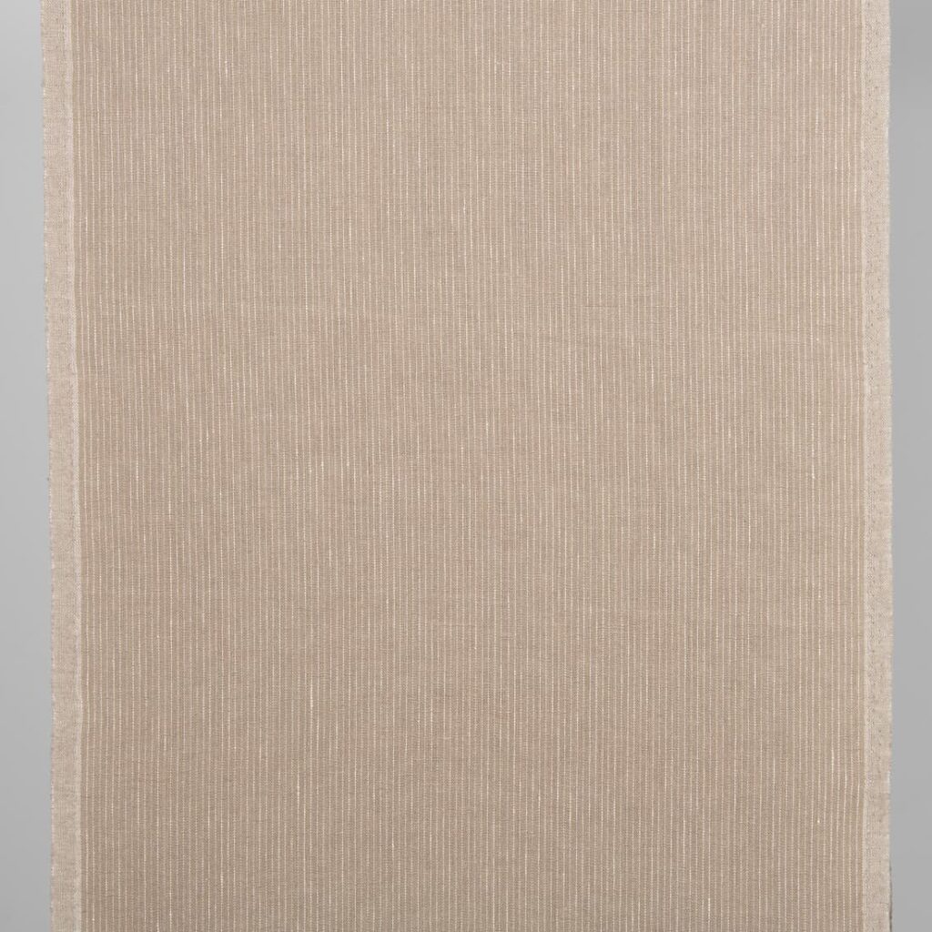 Tissu de lin étroit, couleur nude avec des rayures blanches 1 Narrow linen fabric nude colour with white stripes