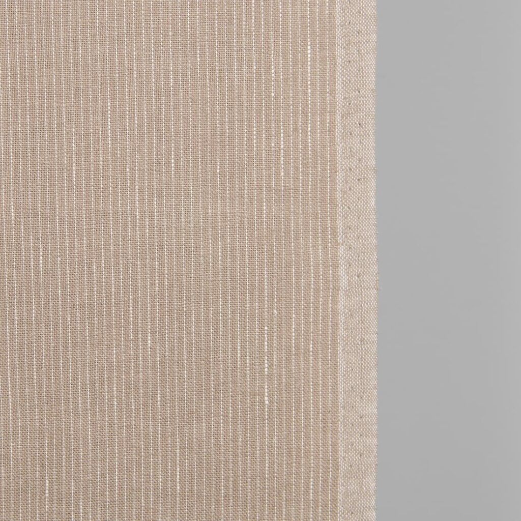 Tissu de lin étroit, couleur nude avec des rayures blanches 2 Narrow linen fabric nude colour with white stripes product photo detail