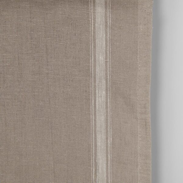 Tissu de lin étroit brun-gris rayures blanches sur les côtés – Image 2