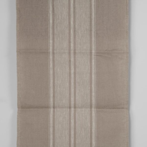Tissu de lin étroit gris brunâtre avec rayures centrales blanches