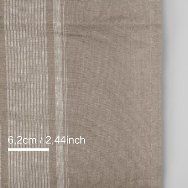 Tissu de lin étroit gris brunâtre avec rayures centrales blanches – Image 2