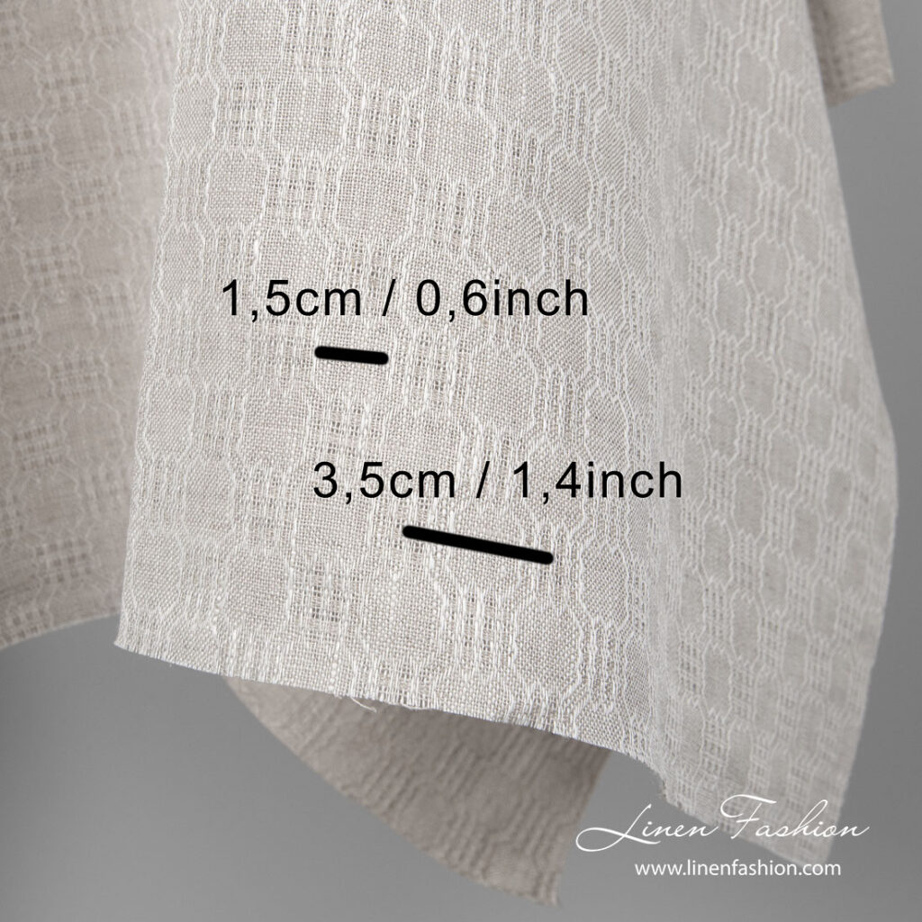 Tissu de lin à motifs gris clair 3 Light grey linen fabric in azure check pattern