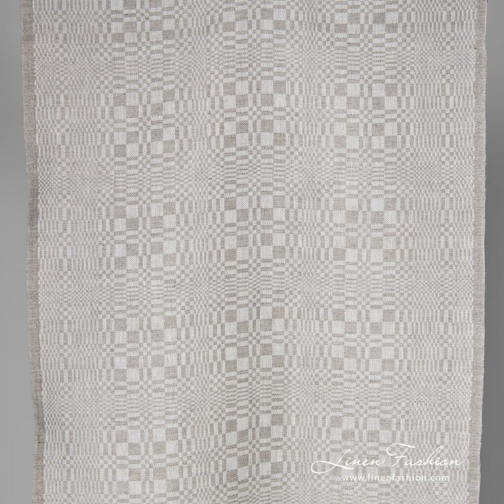 Tissu en coton lin étroit à motifs gris 1 Grey patterned narrow linen / cotton fabric