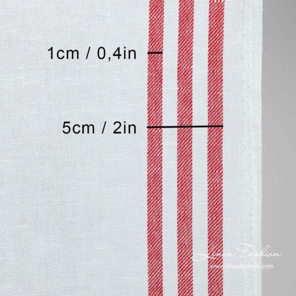 Tissu étroit en lin et coton à rayures rouges – Image 3