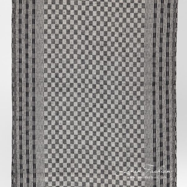 Narrow linen cotton fabric in black checks.