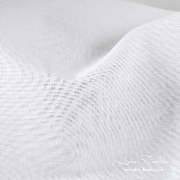Bright white linen fabric in panama weave