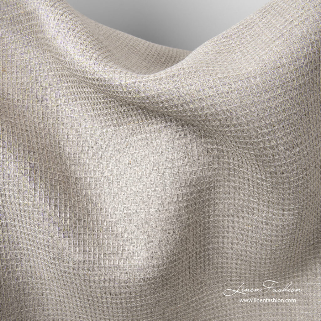 Tissu en lin gaufré de couleur lin 4 Pure linen heavy weight waffle fabric
