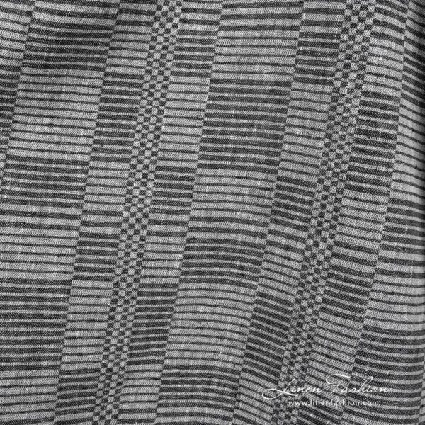 Tissu en lin noir et blanc à rayures – Image 3