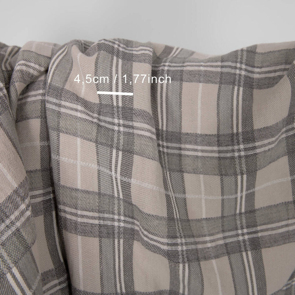 Tissu en coton lin lavé à carreaux beiges 3 Washed linen cotton fabric in beige checks, specially washed
