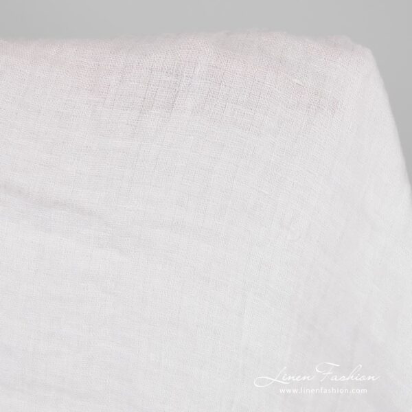 White linen fabric in checks, washed