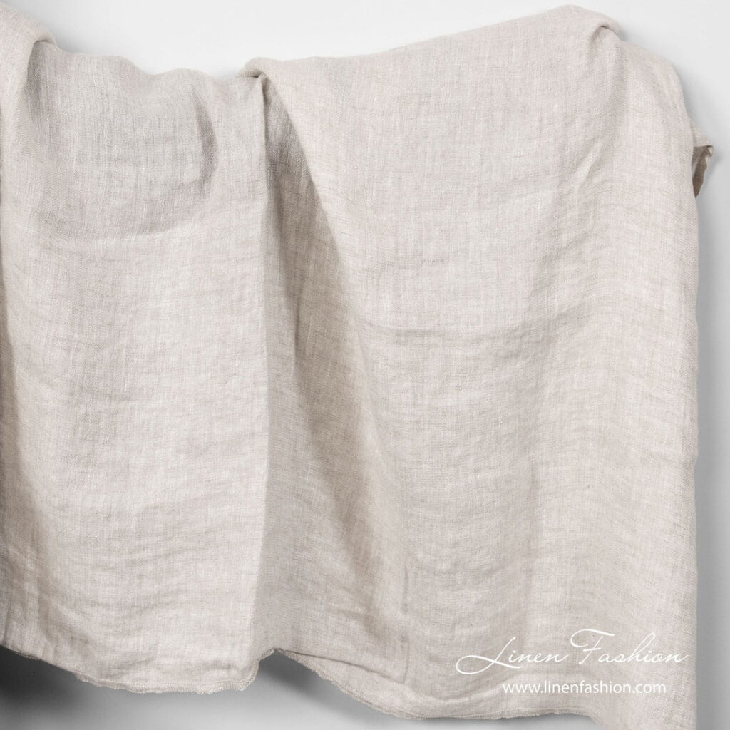 Tissu en lin lavé gris clair minuscule à chevrons 1 Washed linen fabric light grey tiny herringbone