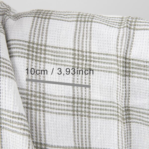 White washed linen cotton checked fabric with measurements