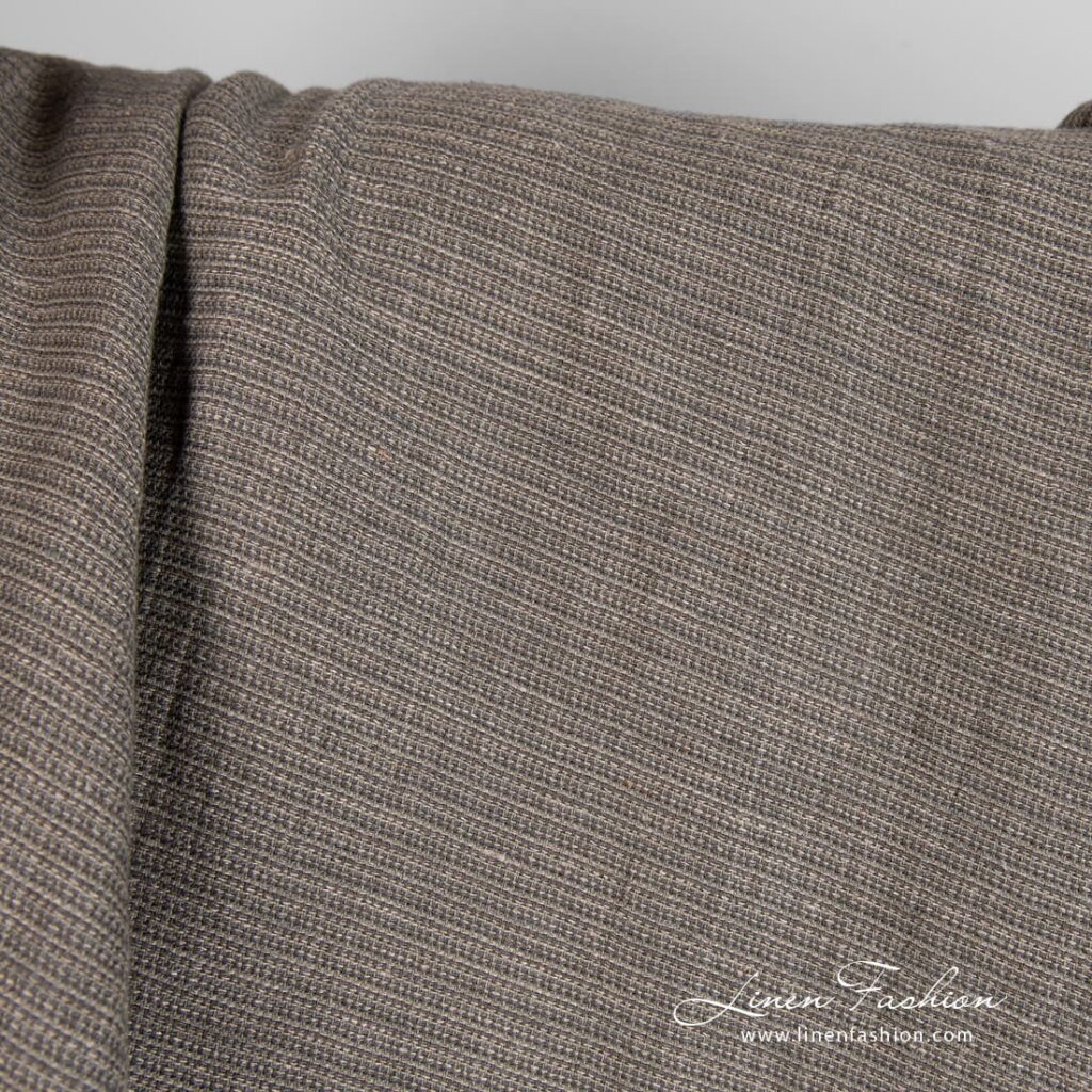 Tissu en coton lin gris lavé 3 Grey linen cotton fabric in small delicate design