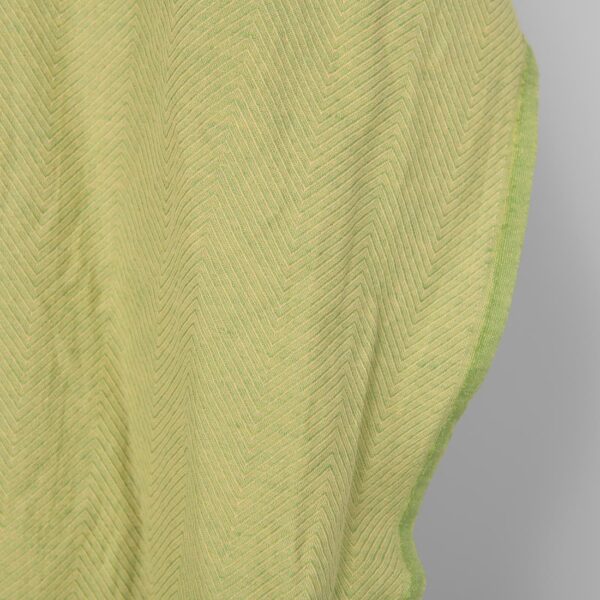 Washed linen cotton fabric yellow green herringbone