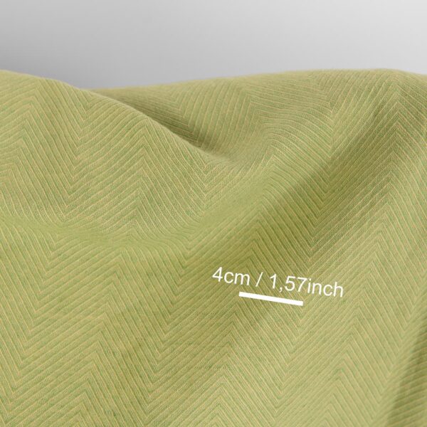 Washed linen cotton fabric yellow green herringbone, with measurements