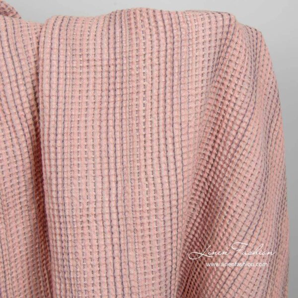 Tissu gaufré en coton lin rose lavé