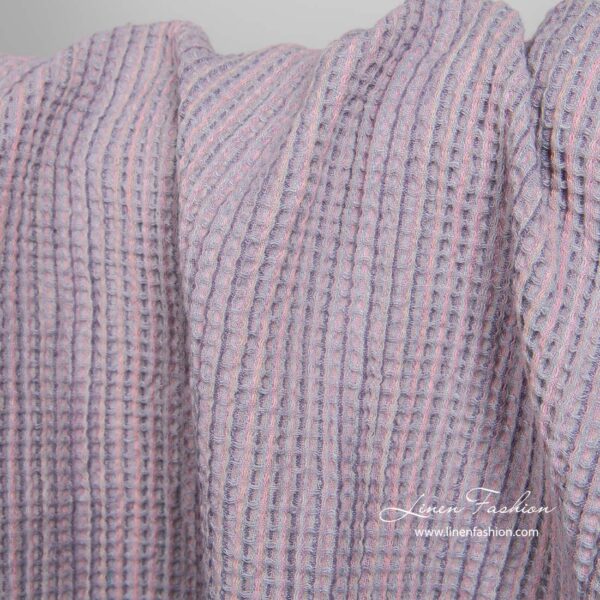Tissu gaufré en coton lin lavé lilas – Image 2