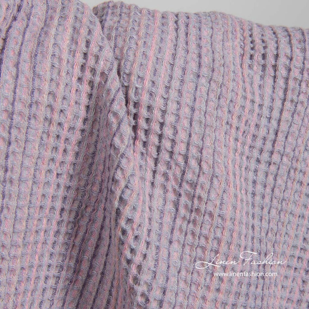 Tissu gaufré en coton lin lavé lilas 3 Tissu gaufré en coton lin lavé lilas – Image 3