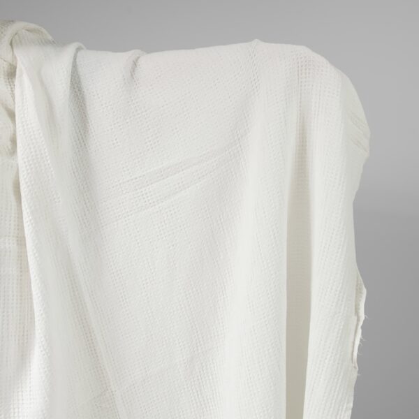 Washed linen cotton fabric off-white waffle