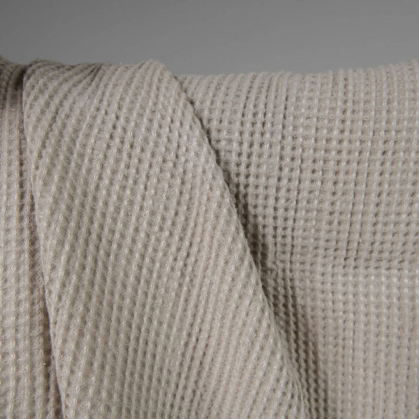 Washed linen cotton fabric beige waffle 150cm