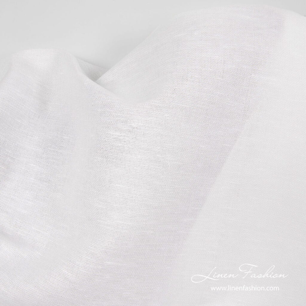 Tissu de lin et de coton blanc optique 2 Linen cotton fabric optical white close up detail