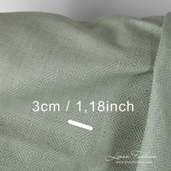 Linen cotton fabric grey green diamond weave with measurements