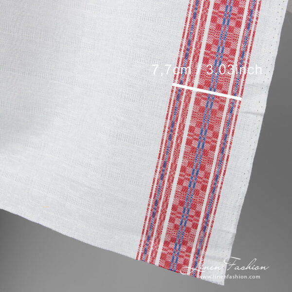 Linen cotton fabric with blue-red stripes with measurements