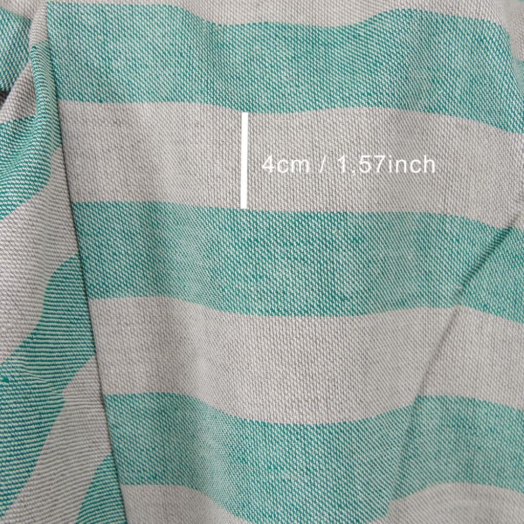 Tissu en lin et coton à rayures beige et vertes 2 linen cotton beige green stripes, 4cm.