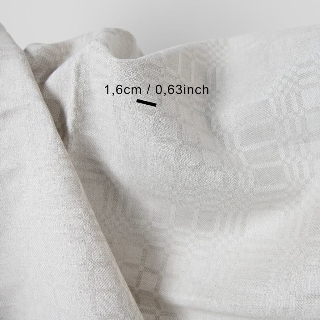 Tissu en lin et coton à carreaux beige clair 3 Linen cotton fabric in light beige checks with measurements