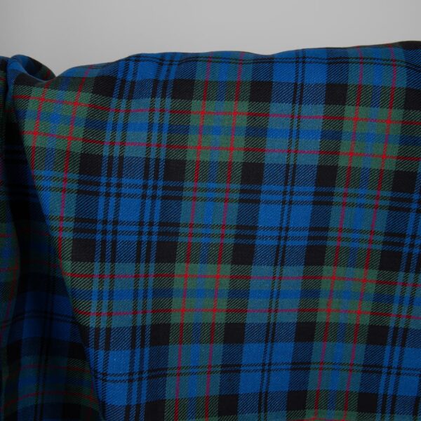 Linen cotton fabric blue green twill checks