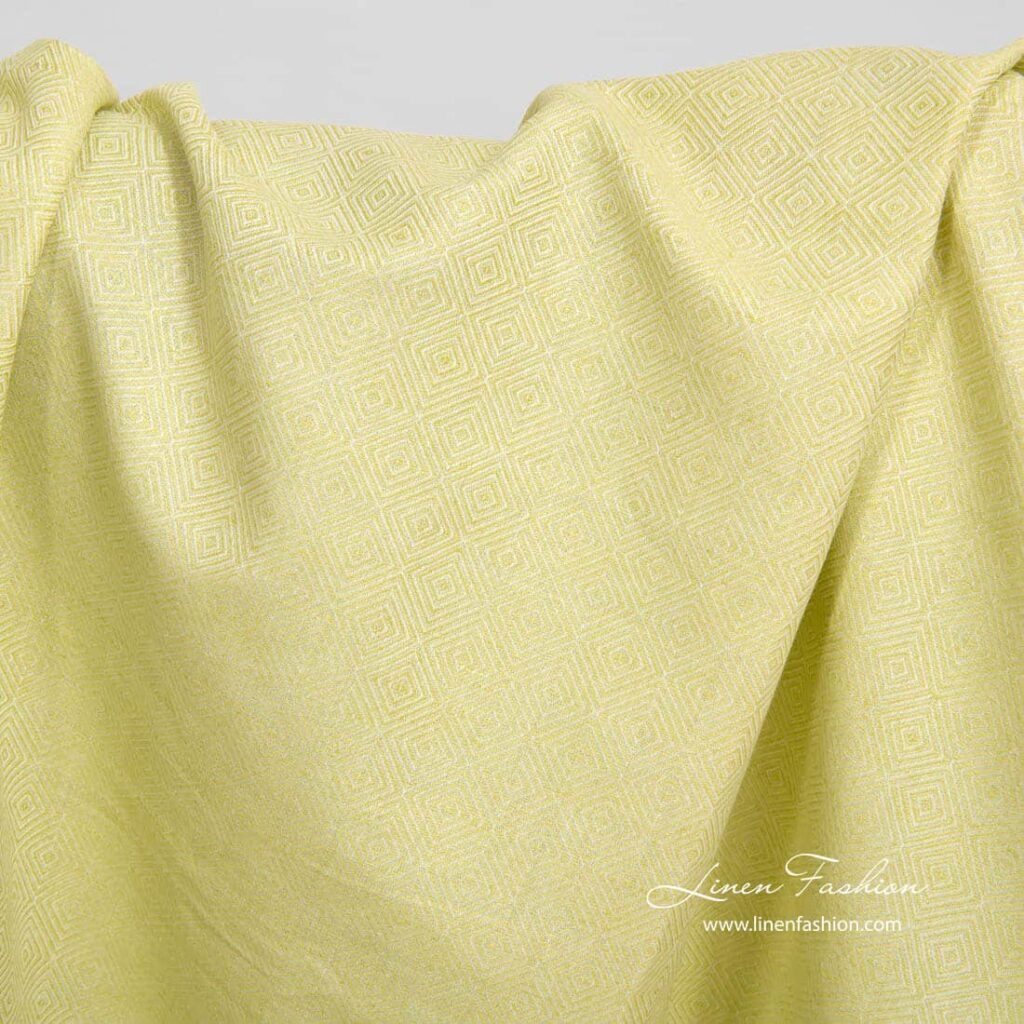 Tissu en lin et coton à motifs de losanges de couleur vert salade 1 Tissu en lin et coton à motifs de losanges de couleur vert salade