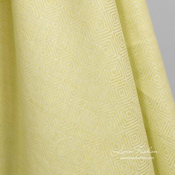 Tissu en lin et coton à motifs de losanges de couleur vert salade – Image 3