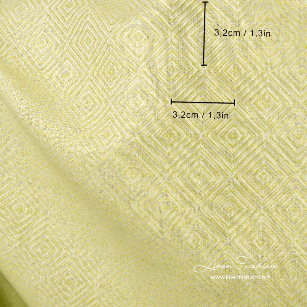 Tissu en lin et coton à motifs de losanges de couleur vert salade 5 Tissu en lin et coton à motifs de losanges de couleur vert salade – Image 5