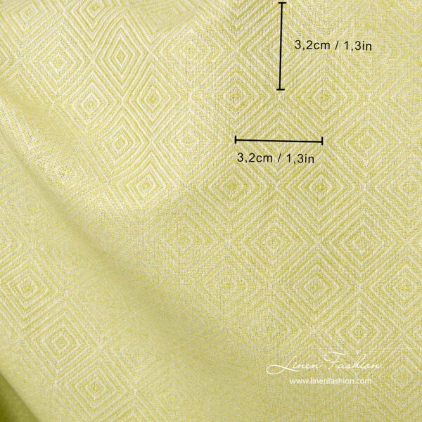 Tissu en lin et coton à motifs de losanges de couleur vert salade – Image 5