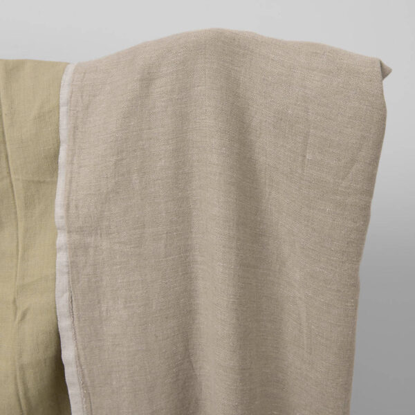 Olive green washed fabric double-sided natural side