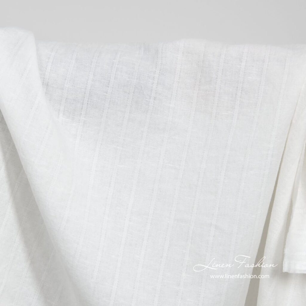 Tissu en coton lin lavé blanc 2 Tissu en coton lin lavé blanc – Image 2