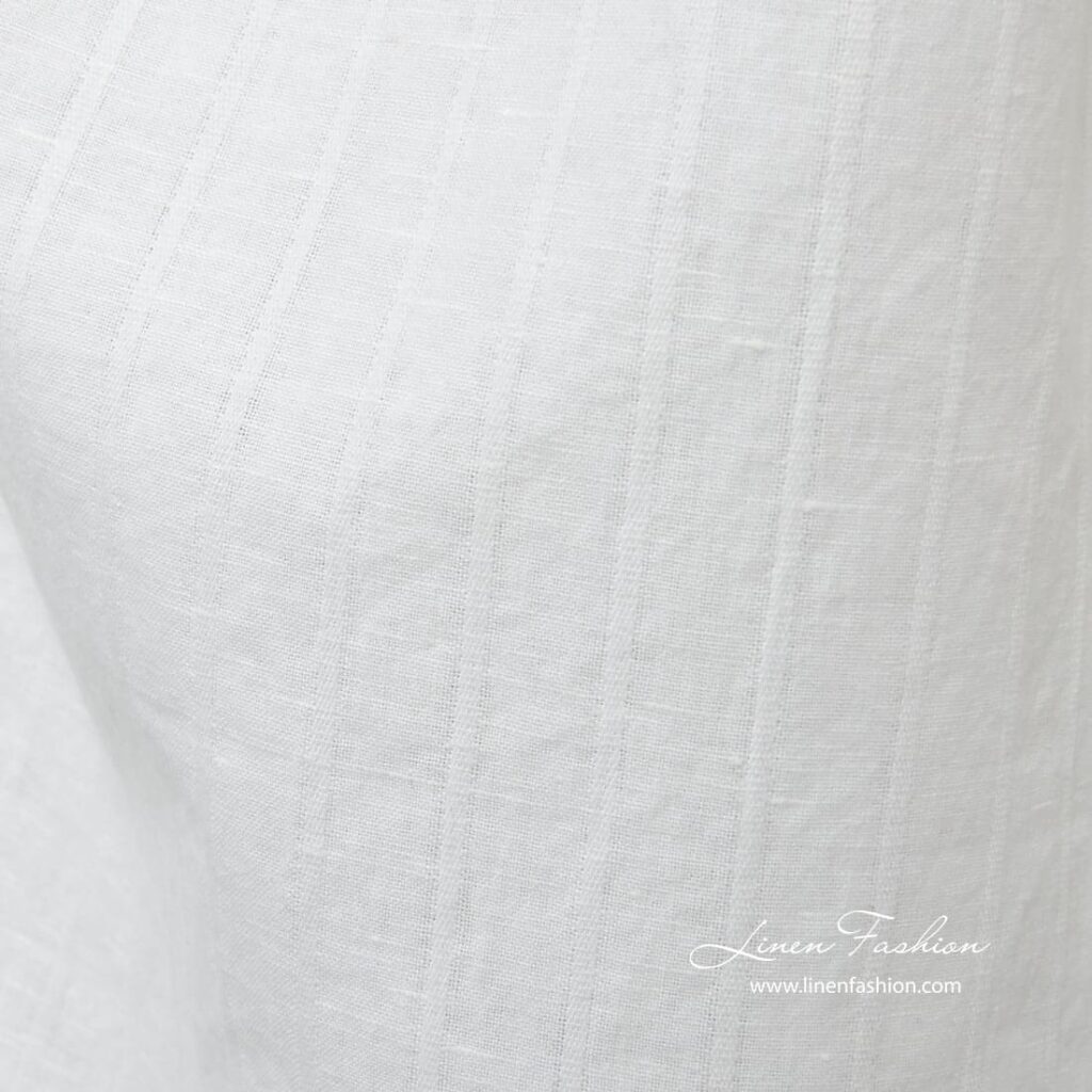 Tissu en coton lin lavé blanc 3 Tissu en coton lin lavé blanc – Image 3
