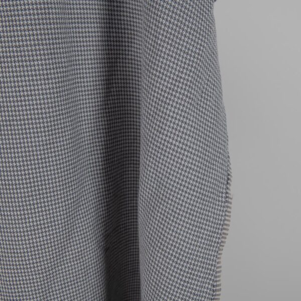 Washed linen cotton fabric grey houndstooth pattern edge