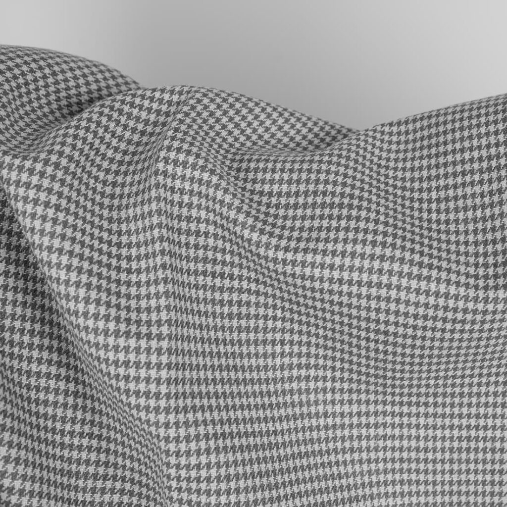 Tissu en lin et coton pied-de-poule gris clair et gris foncé 3 Linen cotton fabric light and dark grey houndstooth, thick fabric