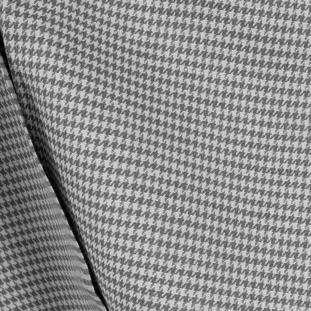 Tissu en lin et coton pied-de-poule gris clair et gris foncé 4 Linen cotton fabric light and dark grey houndstooth, small dobby pattern