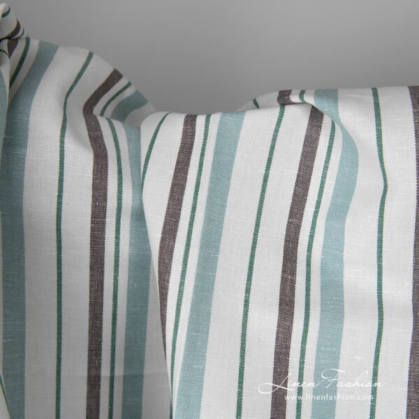 Striped off-white linen / cotton fabric