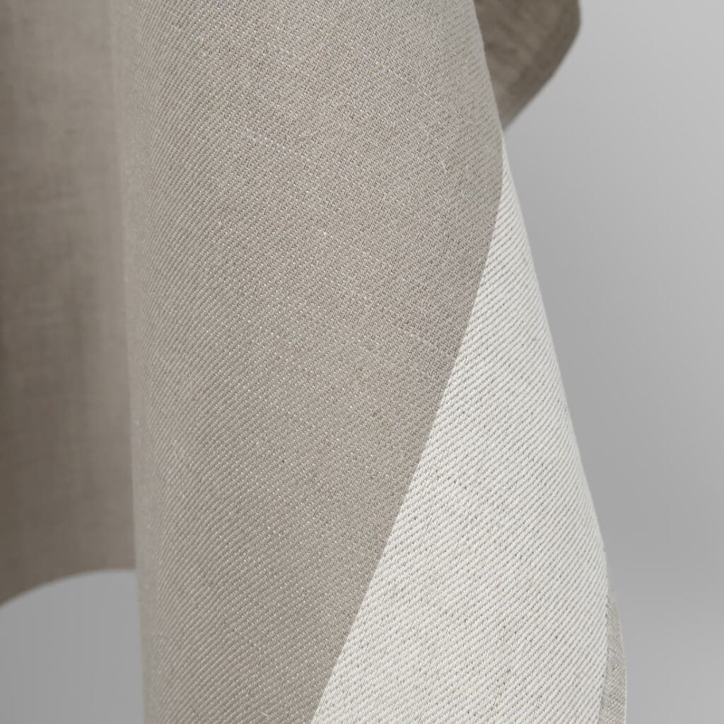 Tissu en lin et coton à larges rayures blanches naturelles 4 linen cotton fabric wide stripes, 245gr/m2