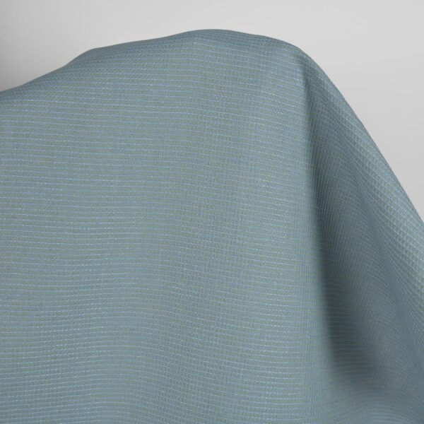 Linen cotton fabric light blue and green waffle, 180cm