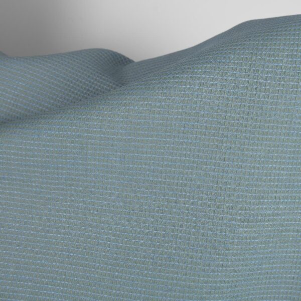 Linen cotton fabric light blue and green waffle, heavy fabric