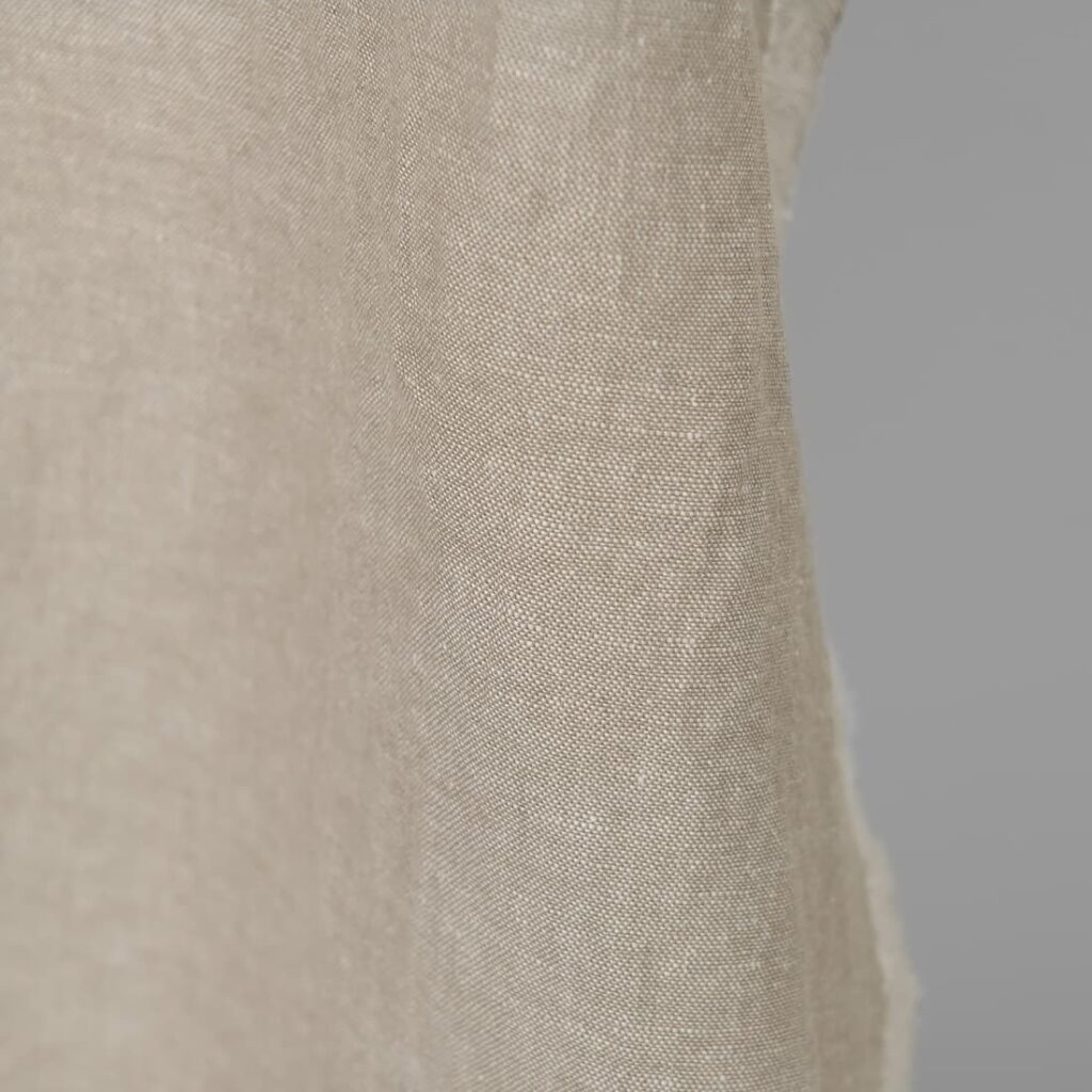 Tissu en coton lin lavé blanc beige 3 Washed linen cotton fabric white beige mix