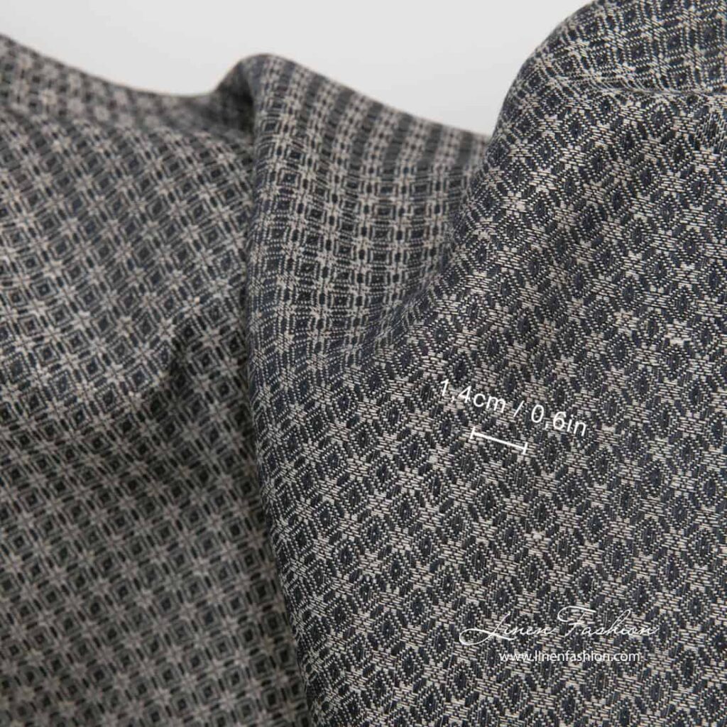 Tissu à motifs en lin, coton, noir et gris 3 Tissu à motifs en lin, coton, noir et gris – Image 3